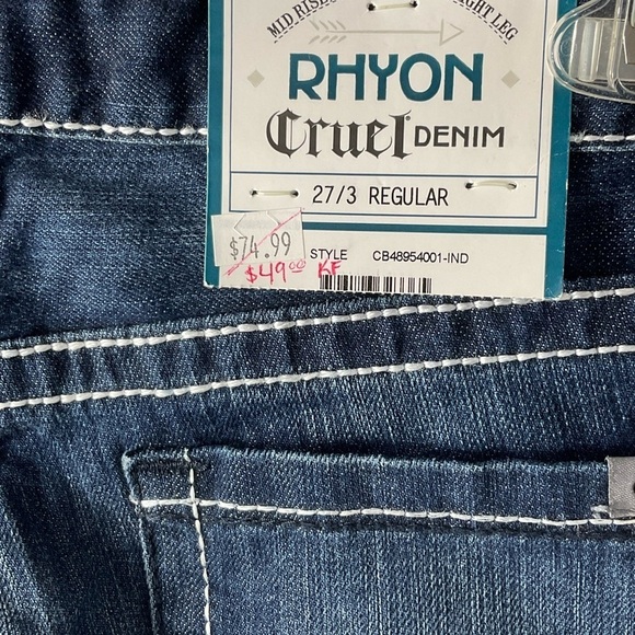 Cruel Denim Rhyon Mid Rise Boyfriend BF straight Leg Blue Jeans Sz 27/3 - Picture 3 of 5